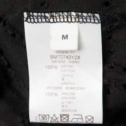 Pre Owned تي شيرت جيفنشي تطريز شعار جيرسي مثقوب أسود مقاس وسط (ميديوم)