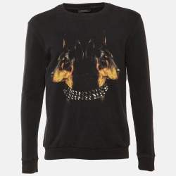 Pre Owned Givenchy Black Rotweiler Printed Cotton Knit Sweatshirt XS
