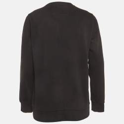 Pre Owned Givenchy Black Swan Pattern Cotton Knit Crew Neck Sweatshirt L