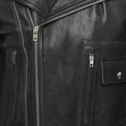 Pre Owned Givenchy Black Leather Zip Up Biker Jacket XL
