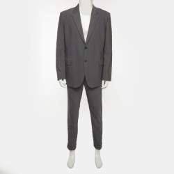 Pre Owned Givenchy Grey Wool Single Breasted Blazer and Pant Suit 4XL