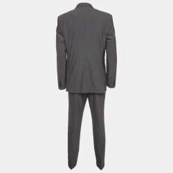 Pre Owned Givenchy Grey Wool Single Breasted Blazer and Pant Suit 4XL