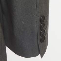Pre Owned Givenchy Grey Wool Single Breasted Blazer and Pant Suit 4XL