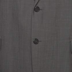Pre Owned Givenchy Grey Wool Single Breasted Blazer and Pant Suit 4XL
