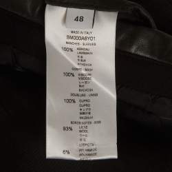 Pre Owned Givenchy Black Neoprene and Leather Hooded Bomber Jacket M