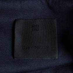 Pre Owned Givenchy Navy Blue 4G Logo Print Cotton Knit Crewneck T-Shirt M