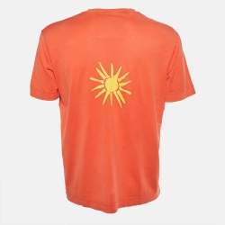 Pre Owned Givenchy Orange Logo Graphic Jersey Slim Fit T-Shirt L