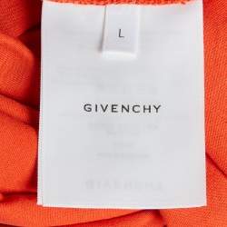 Pre Owned Givenchy Orange Logo Graphic Jersey Slim Fit T-Shirt L
