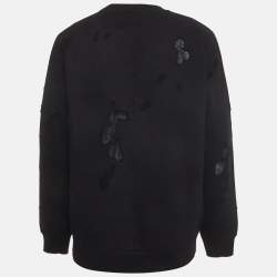 Pre Owned Givenchy Black Logo Graphic Cotton Knit Distressed Sweatshirt L