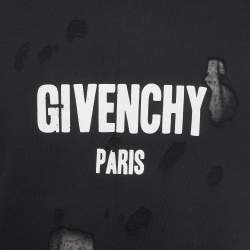 Pre Owned Givenchy Black Logo Graphic Cotton Knit Distressed Sweatshirt L