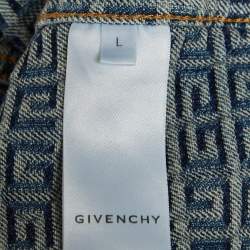 Pre Owned Givenchy Blue 4G Monogram Denim Trucker Jacket L