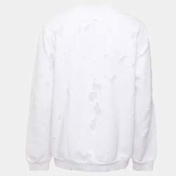 Pre Owned Givenchy White Jersey Distressed Logo Sweater XL
