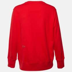 Pre Owned Givenchy Red Logo Print Trompe L'oeil Crewneck Sweatshirt L
