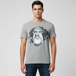 Pre Owned Givenchy Grey Rottweiler Print Jersey Cuban Fit T-Shirt S