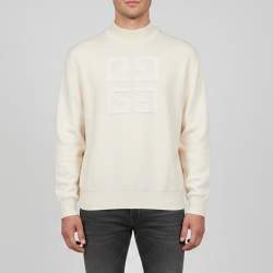 Pre Owned Givenchy Cream 4G Pattern Wool Blend Knitted Sweater L