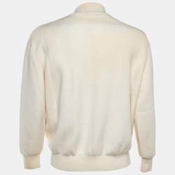 Pre Owned Givenchy Cream 4G Pattern Wool Blend Knitted Sweater L