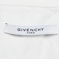 Pre Owned Givenchy White Logo Print Cotton Distressed Cuban Fit Shirt XL