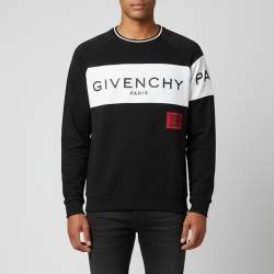 Pre Owned Givenchy Black/White Logo Embroidered Cotton Crewneck Sweatshirt XL