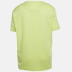 Pre Owned Givenchy Bright Green Logo Print Cotton Crewneck T-Shirt XXL