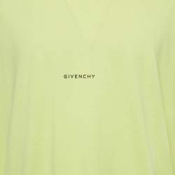 Pre Owned Givenchy Bright Green Logo Print Cotton Crewneck T-Shirt XXL