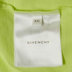 Pre Owned Givenchy Bright Green Logo Print Cotton Crewneck T-Shirt XXL