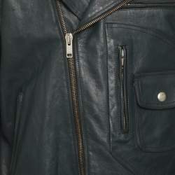 Pre Owned Givenchy Dark Grey Leather and Shearling Aviator Jacket XL