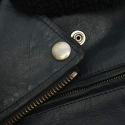Pre Owned Givenchy Dark Grey Leather and Shearling Aviator Jacket XL