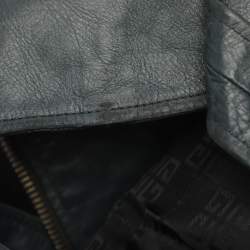 Pre Owned Givenchy Dark Grey Leather and Shearling Aviator Jacket XL