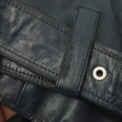 Pre Owned Givenchy Dark Grey Leather and Shearling Aviator Jacket XL