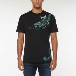Pre Owned Givenchy Black Logo Dragon Graphic Jersey T-Shirt M