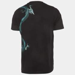 Pre Owned Givenchy Black Logo Dragon Graphic Jersey T-Shirt M