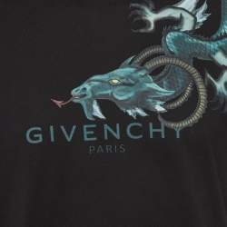 Pre Owned Givenchy Black Logo Dragon Graphic Jersey T-Shirt M