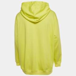 مملوكة مسبقًا Givenchy Neon Yellow Printed Cotton Knit Oversized Hoodie S 