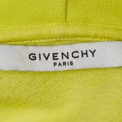 مملوكة مسبقًا Givenchy Neon Yellow Printed Cotton Knit Oversized Hoodie S 
