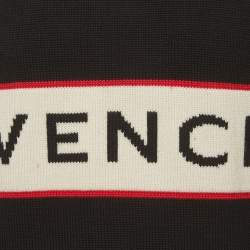 مملوكة مسبقًا Givenchy Black Striped Logo Intarsia Wool Knit Sweater M