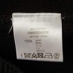 مملوكة مسبقًا Givenchy Black Striped Logo Intarsia Wool Knit Sweater M