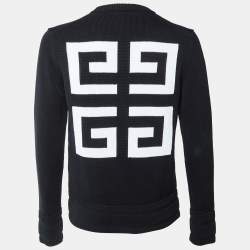 Pre Owned Givenchy Black 4G Logo Cotton Knit Pullover M