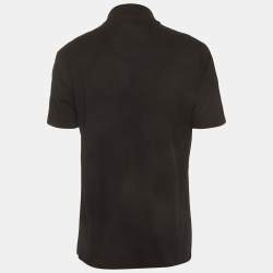 Pre Owned Givenchy Black Logo Stripe Piqué Knit Quarter Zip Polo T-Shirt XL
