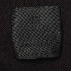 Pre Owned Givenchy Black Logo Stripe Piqué Knit Quarter Zip Polo T-Shirt XL