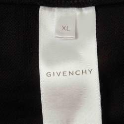Pre Owned Givenchy Black Logo Stripe Piqué Knit Quarter Zip Polo T-Shirt XL