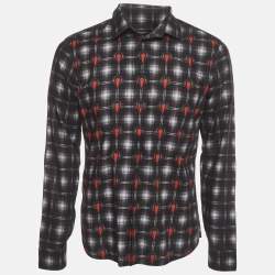 Pre Owned Givenchy Black Check Print Cotton Long Sleeve Shirt L
