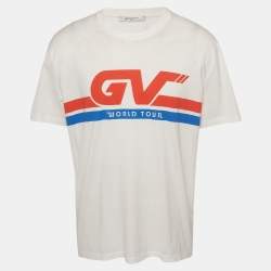 مملوكة مسبقًا Givenchy White Logo Print Jersey World Tour T-Shirt XXL