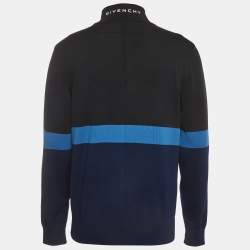 Pre Owned Givenchy Color Block Logo Print Knit Quarter Zip-Up Jumper XL