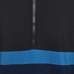 Pre Owned Givenchy Color Block Logo Print Knit Quarter Zip-Up Jumper XL