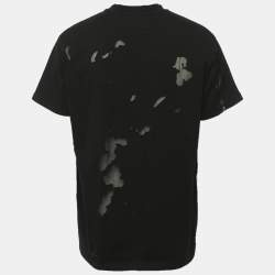 مملوكة مسبقًا Givenchy Black Destroyed Effect Cotton Logo Print T-Shirt XS