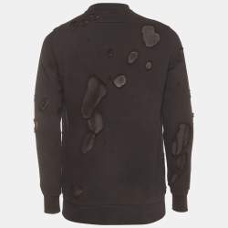 مملوكة مسبقًا Givenchy Black Cotton Distressed Crewneck Sweatshirt XS