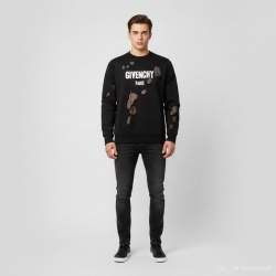 مملوك ة مسبقًا Givenchy Black Cotton Distressed Crewneck Sweatshirt XS