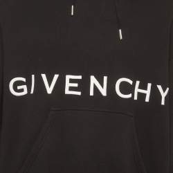 Pre Owned Givenchy Black Logo Embroidered Cotton Oversized Hoodie L