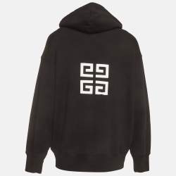 Pre Owned Givenchy Black Logo Embroidered Cotton Oversized Hoodie L