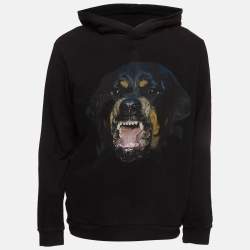 Pre Owned Givenchy Black Faded Rottweiler Print Jersey Hooded Sweatshirt M